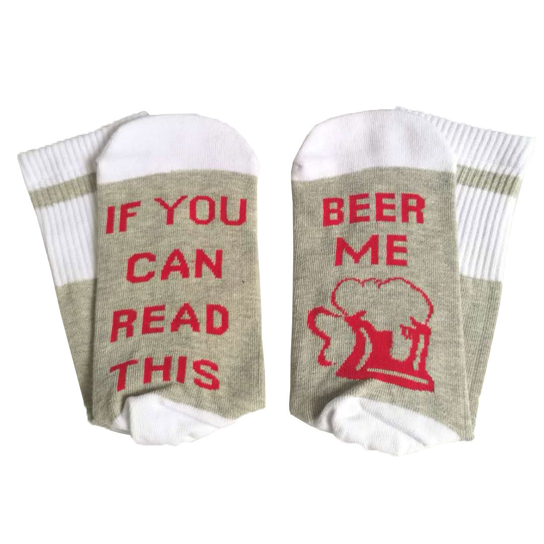 IF YOU CAN READ THIS Beer Beer Letters Printed Christmas Stockings Novelty Socks